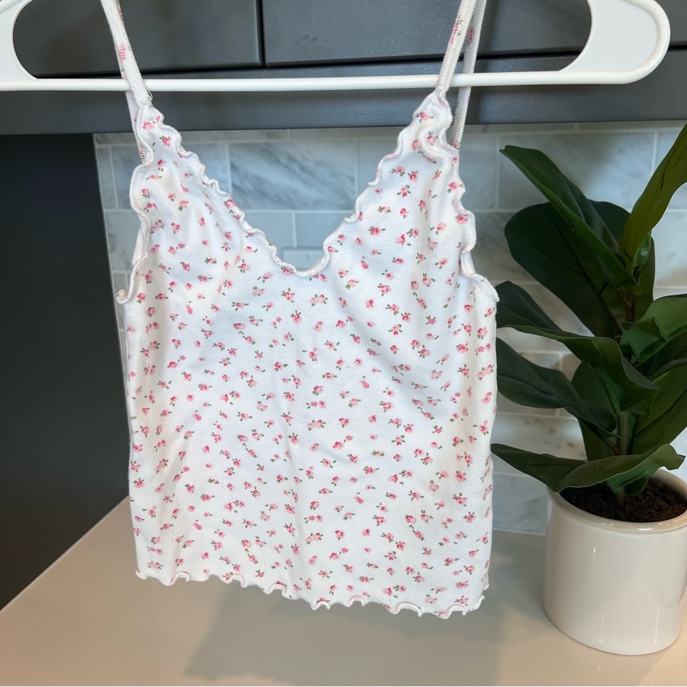 Brandy melville Nicolette Ruffle Floral Tank